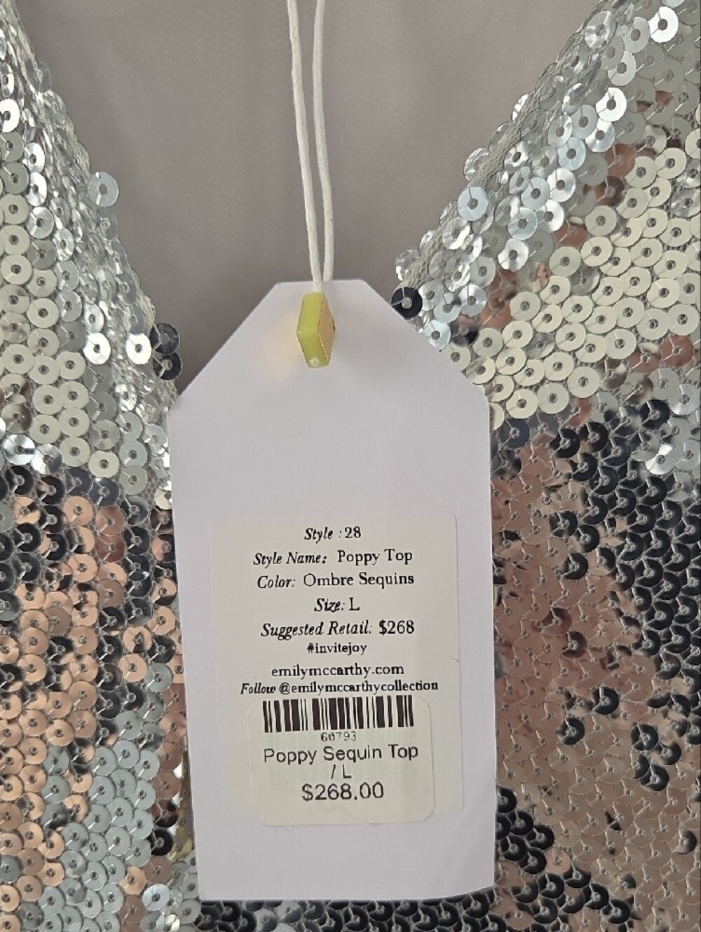 Sequined Ombre V-Neck Pullover Top by Emily Mccarthy - Silver to Gold - Picture 3 of 5
